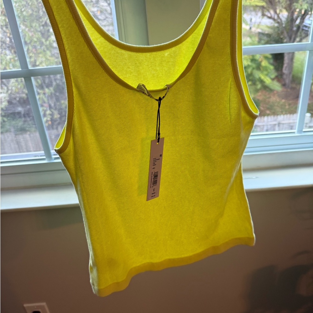 Yellow Ribbed Tank Top